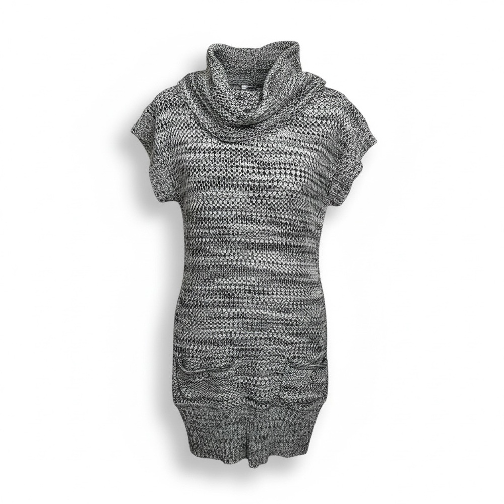 Gray Cowl Neck Sweater Dress